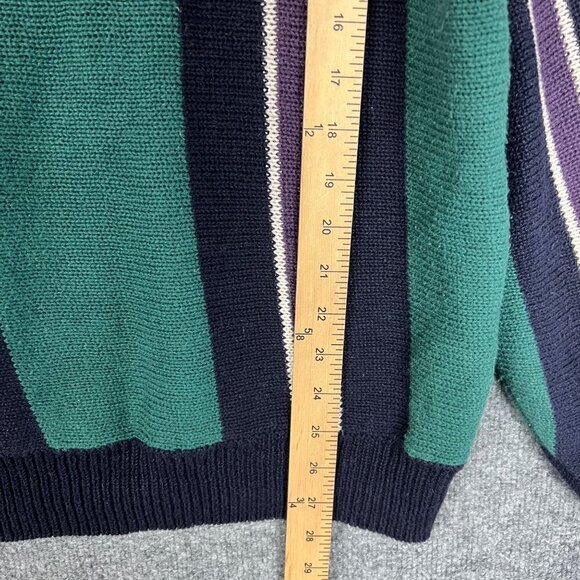 Vintage 80's Hunting Horn Men's Sweater Embroidered Crest Stripe geometric Size - Picture 5 of 7